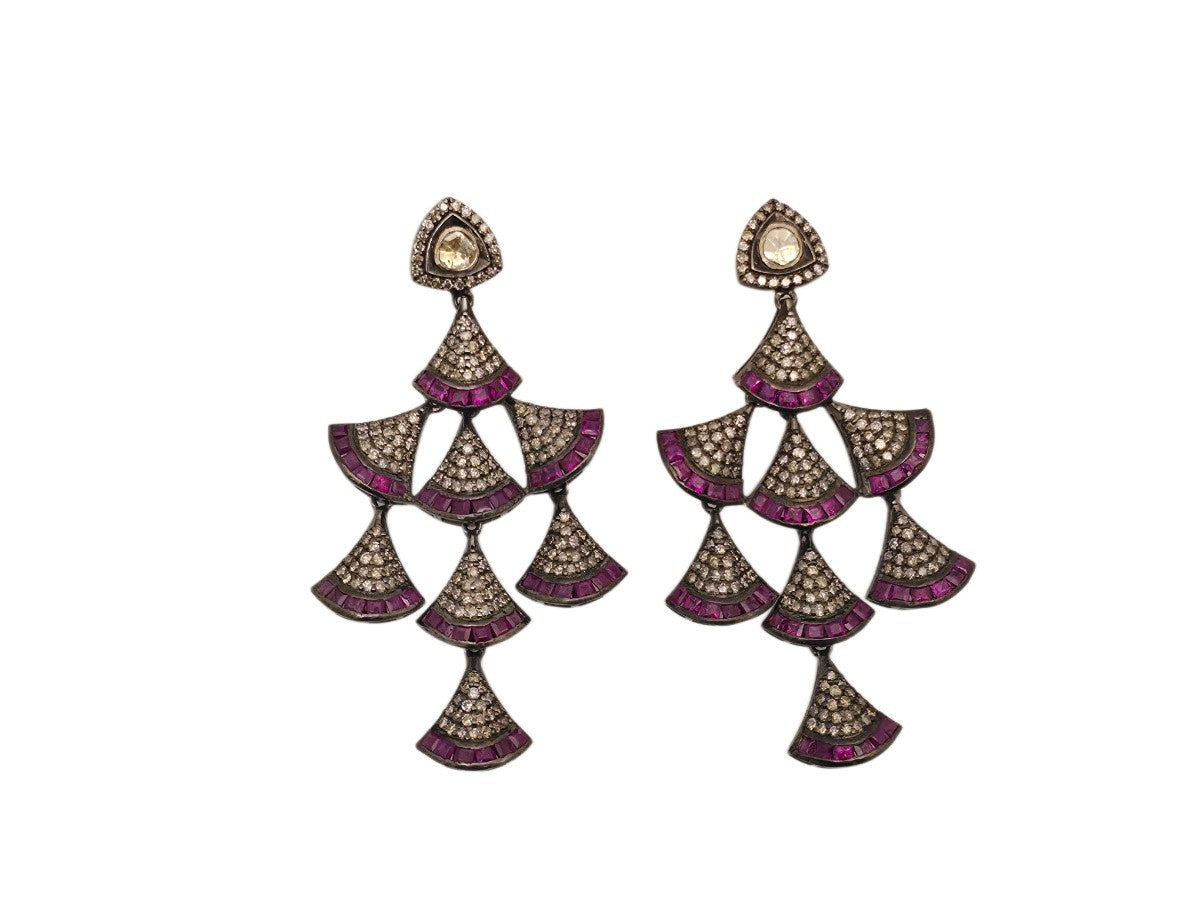 RUBY POLKI DIAMOND EARRING IN VICTORIAN