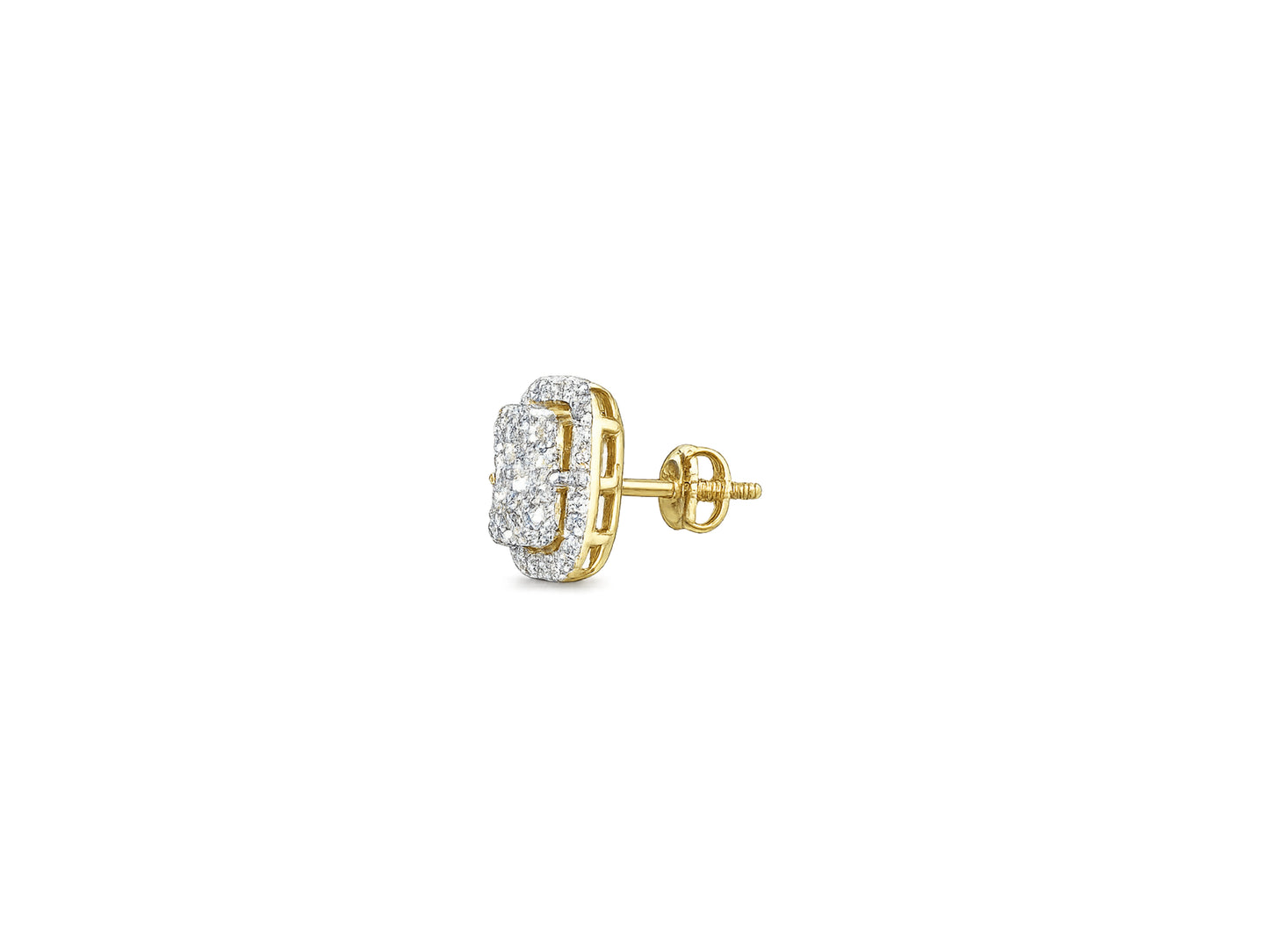 Square Diamond Halo Studs