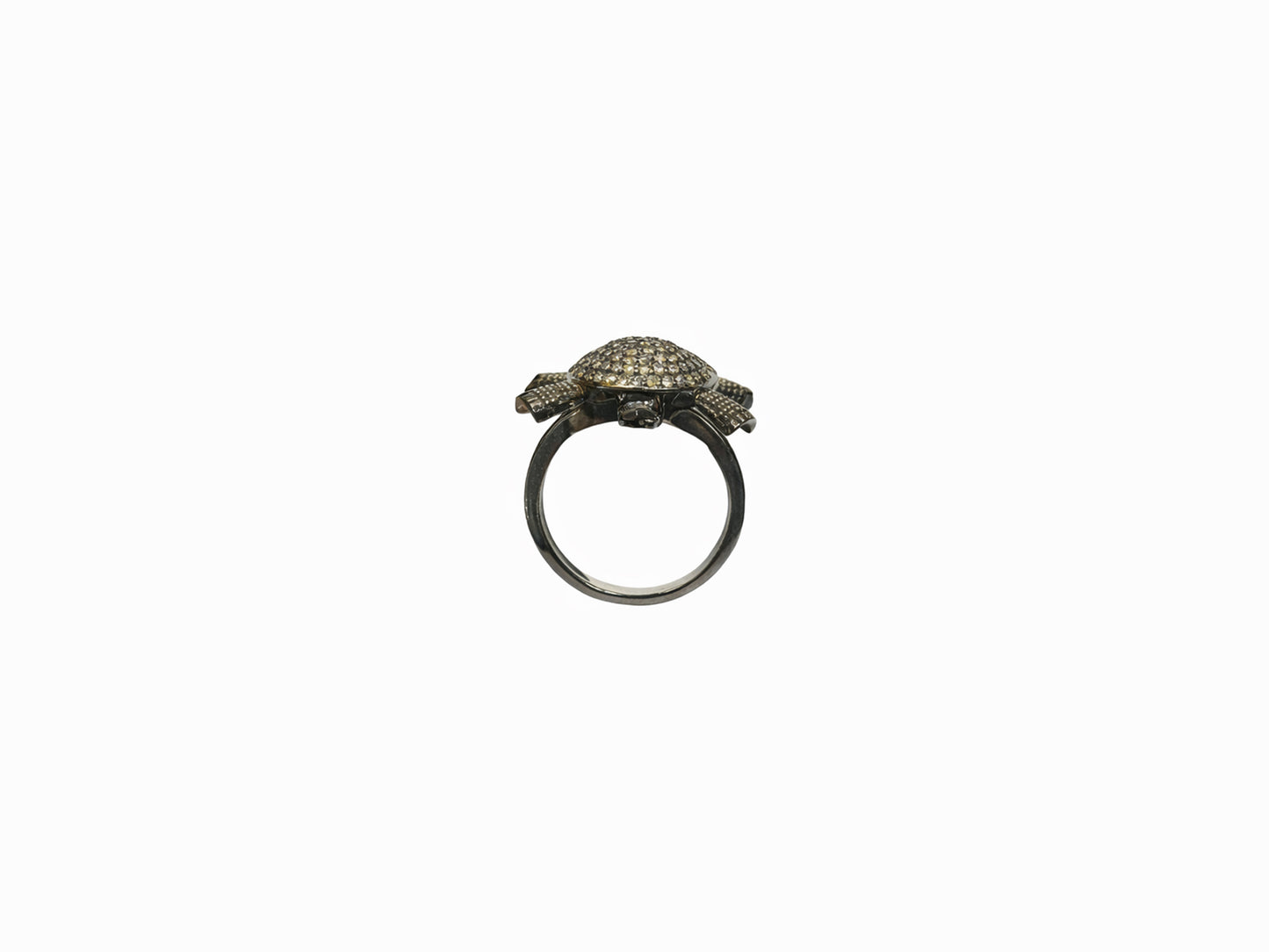 Diamond Turtle Ring with Ruby Eyes