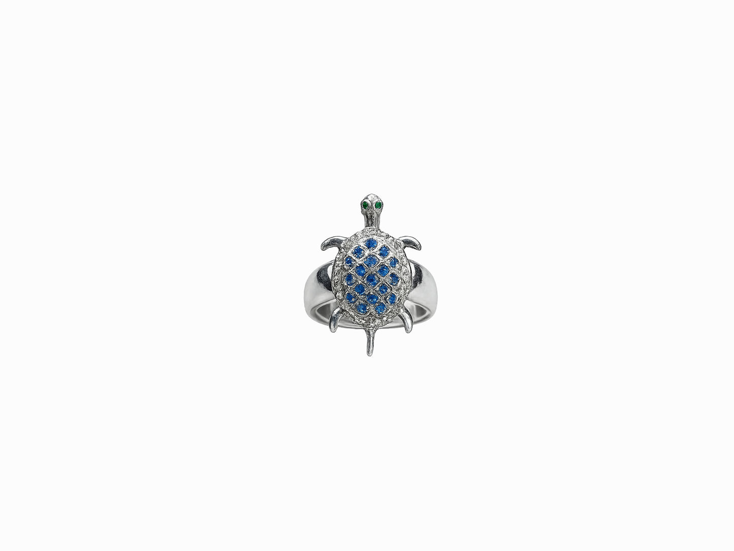 Blue Sapphire Diamond Turtle Ring