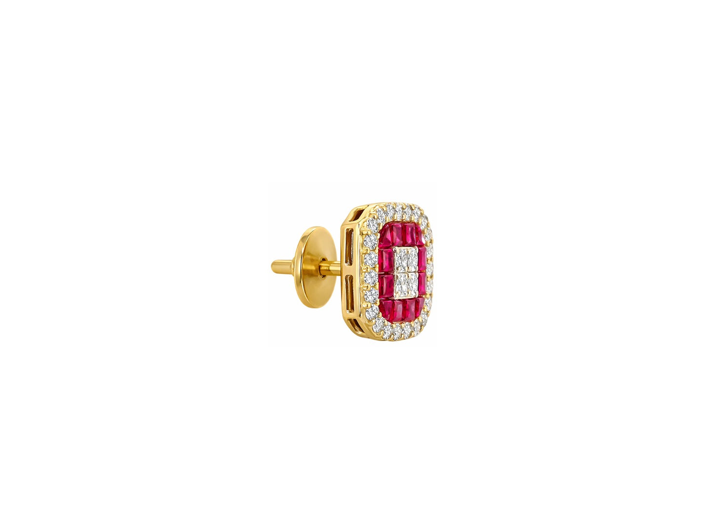 Ruby & Diamond Halo Stud Earrings