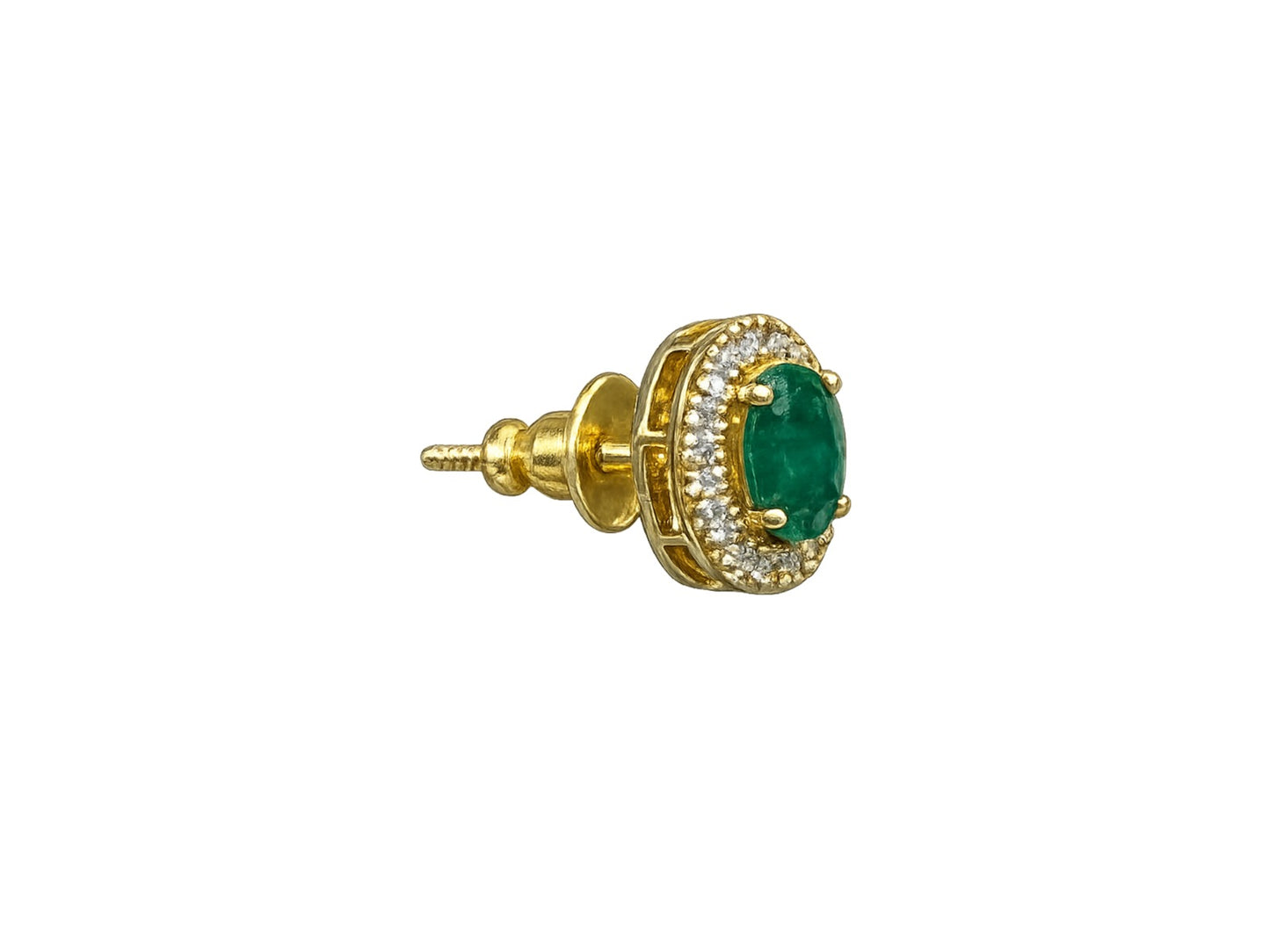Oval Emerald Diamond Studs