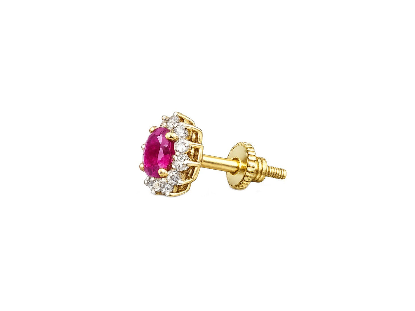 Ruby Diamond Flower Studs