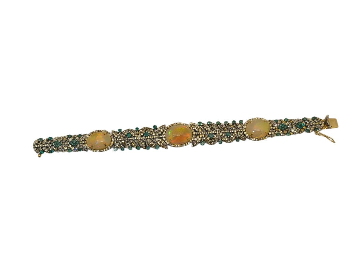Victorian Opal, Emrerald & Diamond Bracelet