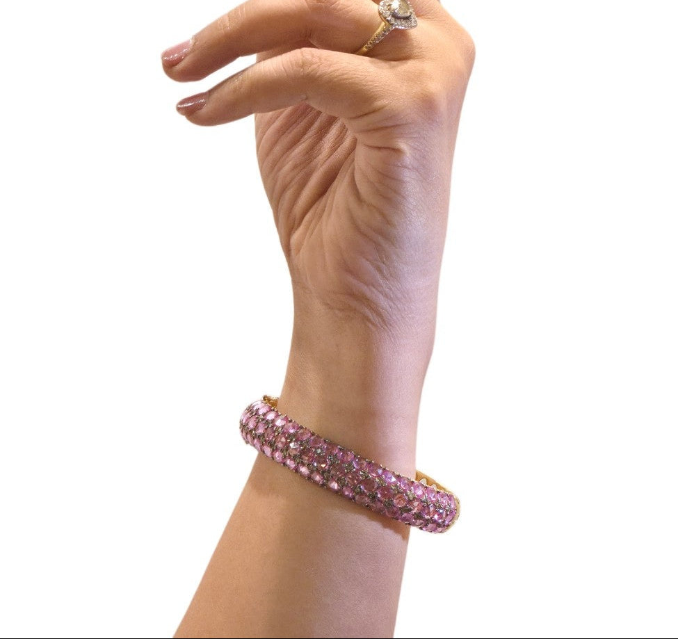 PINK SAPPHIRE DIAMOND BANGLE IN VICTORIAN