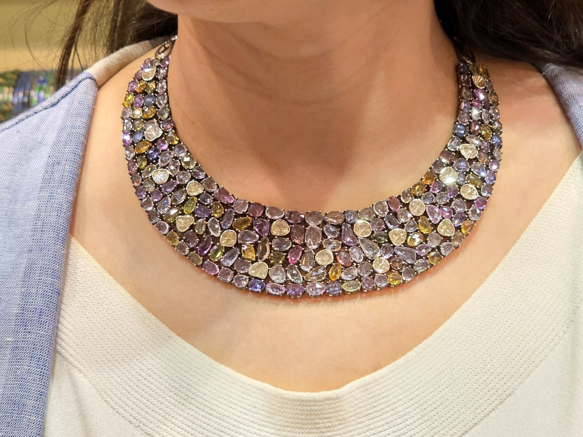 MULTI SAPPHIRE POLKI NECKLACE IN VICTORIAN