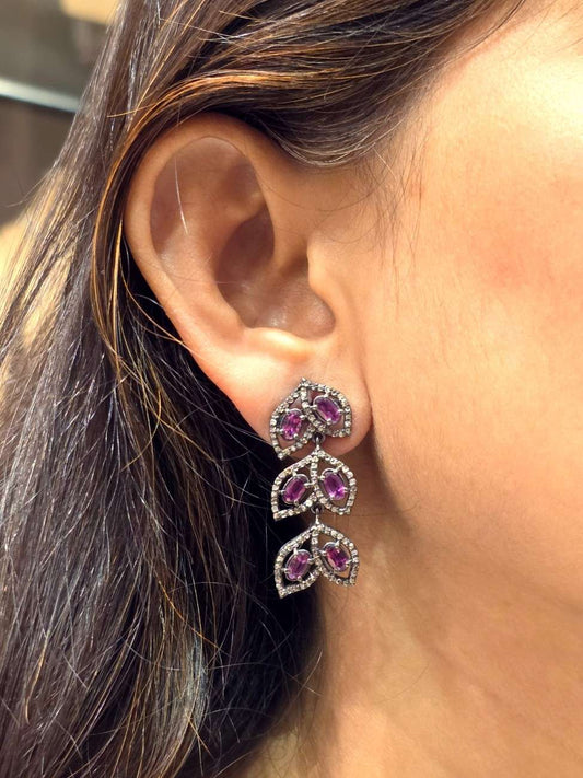 RUTILE DIAMOND EARRING IN VICTORIAN