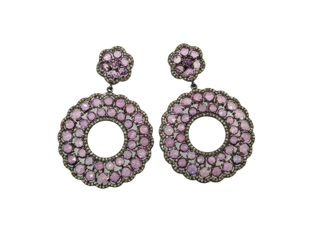 PINK SAPPHIRE DIAMOND EARRING IN VICTORIAN