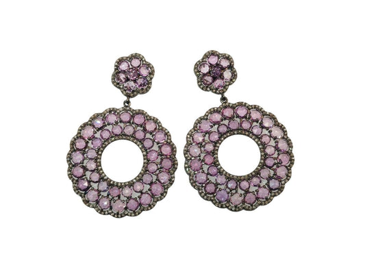 PINK SAPPHIRE DIAMOND EARRING IN VICTORIAN