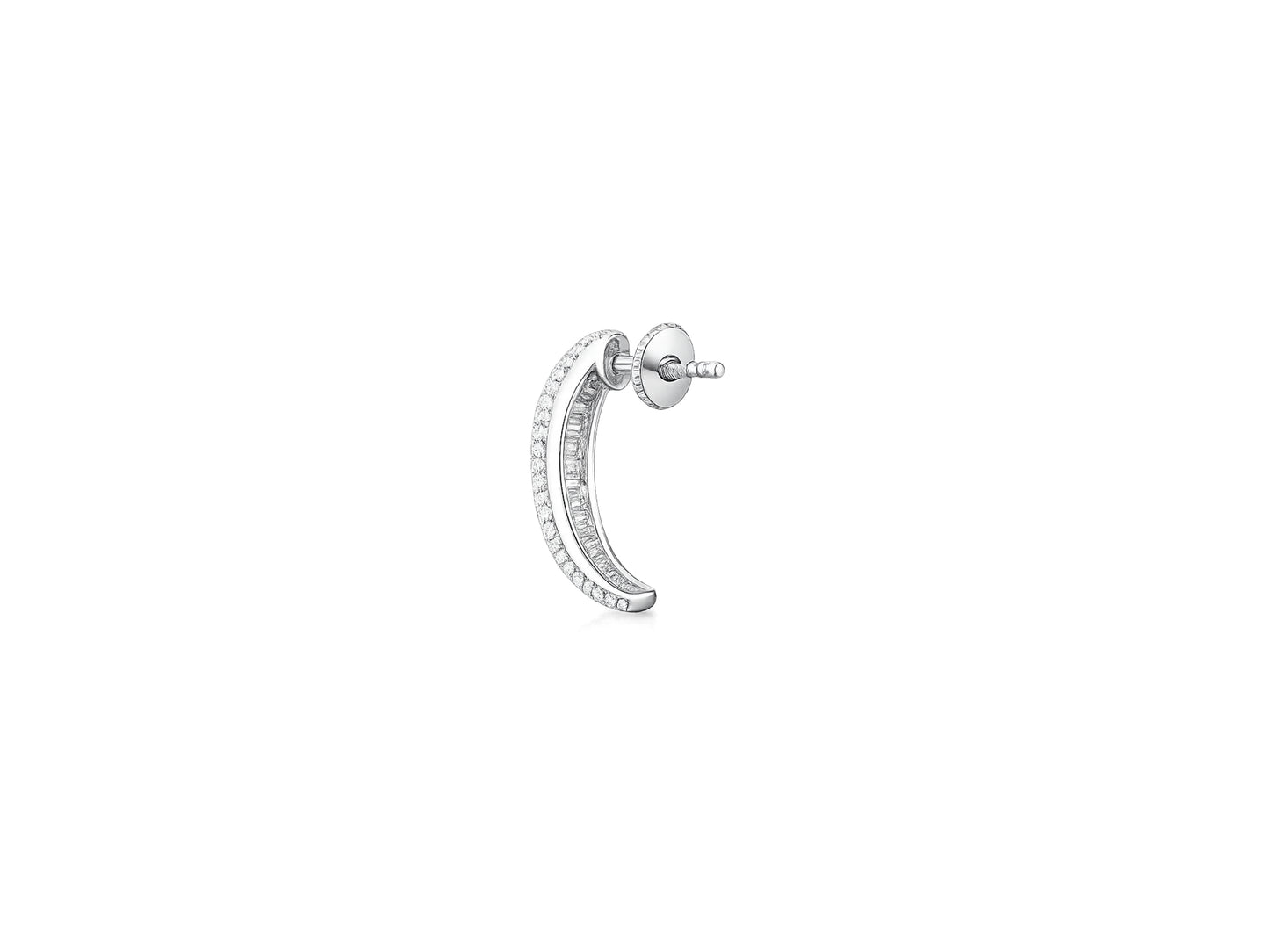 Baguette Diamond Half Hoop Earrings