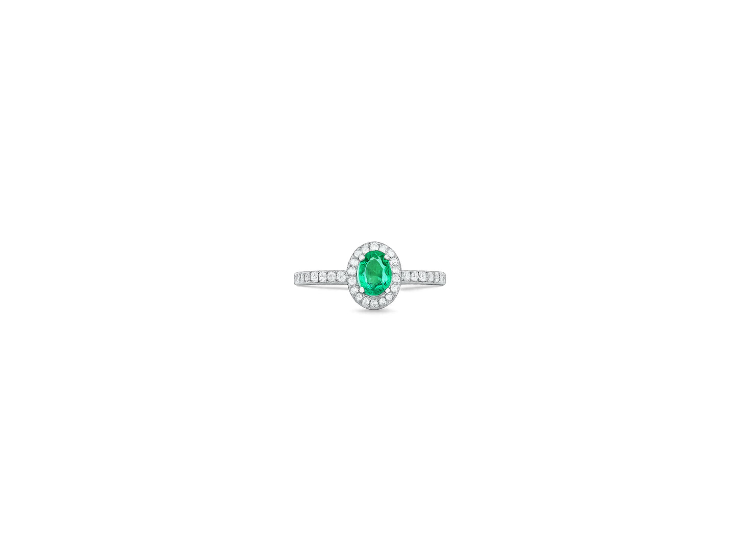 Oval Emerald Diamond Halo Ring