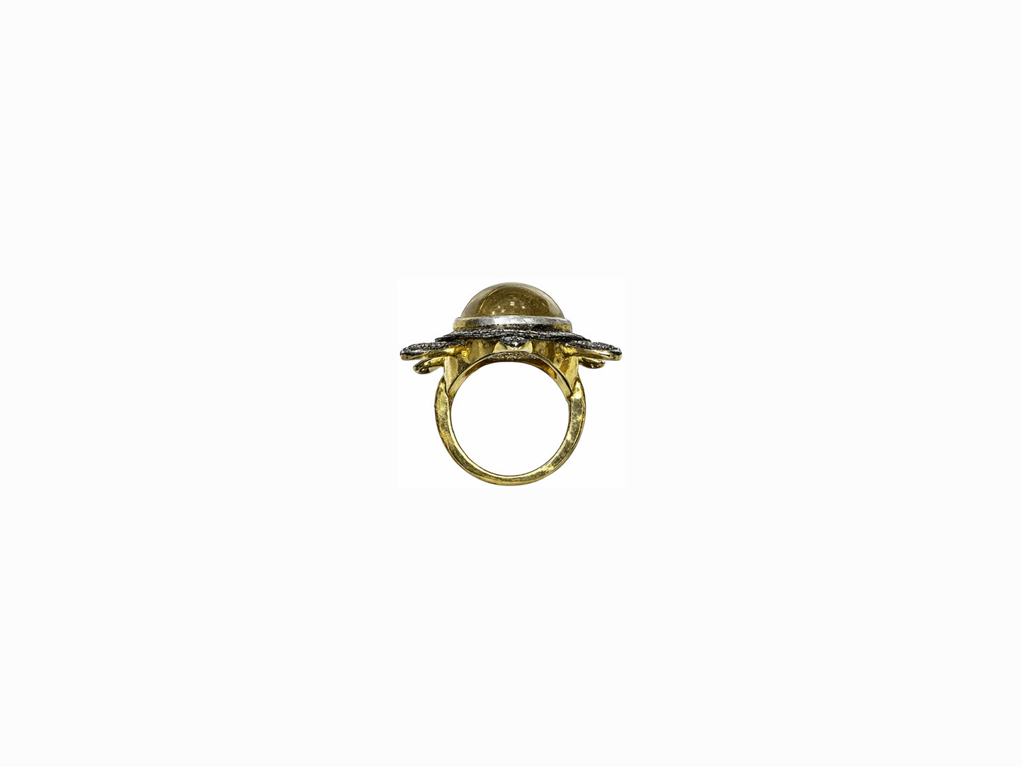 Turtle Lemon Topaz Victorian Diamond Ring