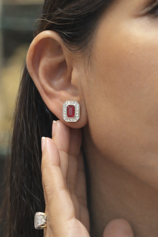 Ruby & Diamond Stud Earrings