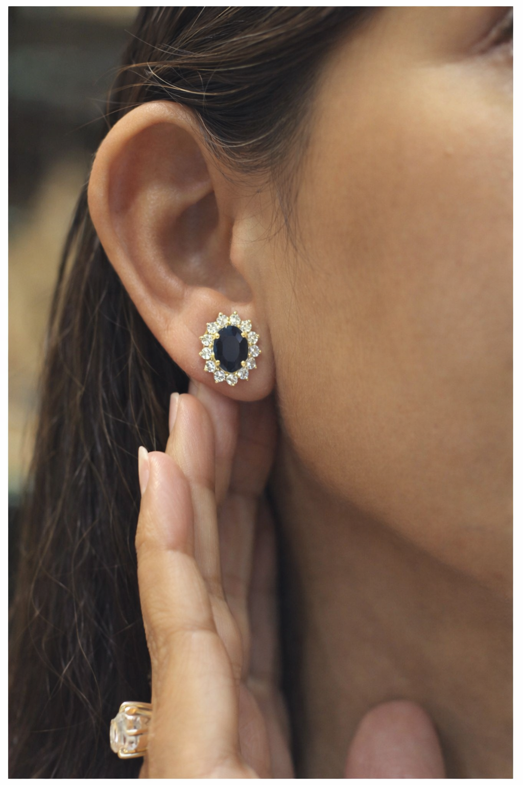 Oval Sapphire Diamond Studs