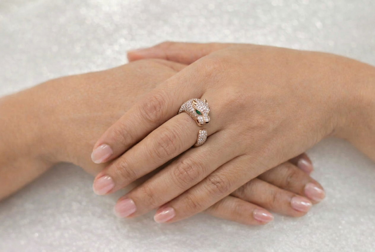 Panther Pavé Diamond Ring