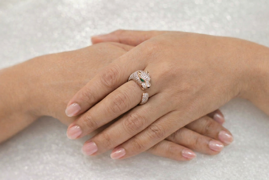 Panther Pavé Diamond Ring