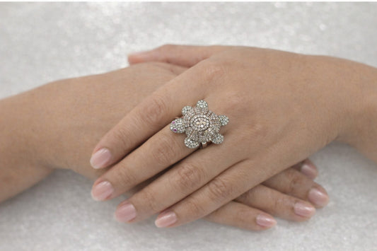 Diamond Turtle Ring with Ruby Eyes