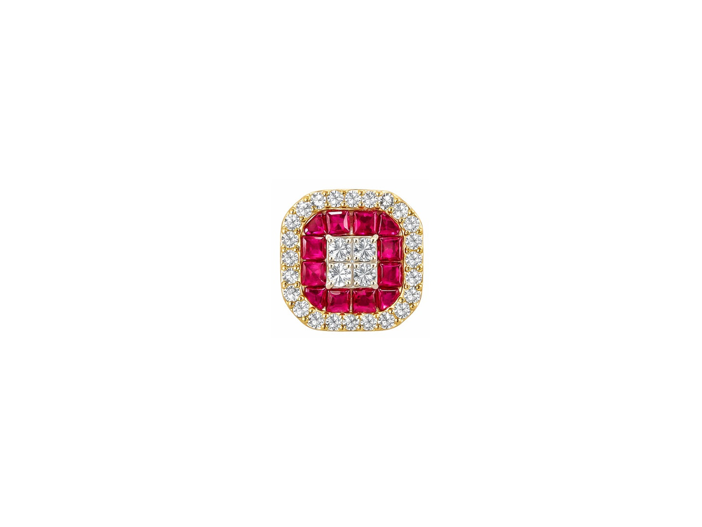 Ruby & Diamond Halo Stud Earrings
