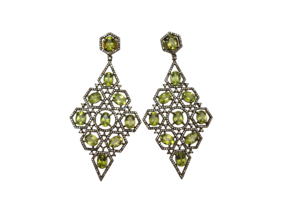 PERIDOT DIAMOND EARRING IN VICTORIAN