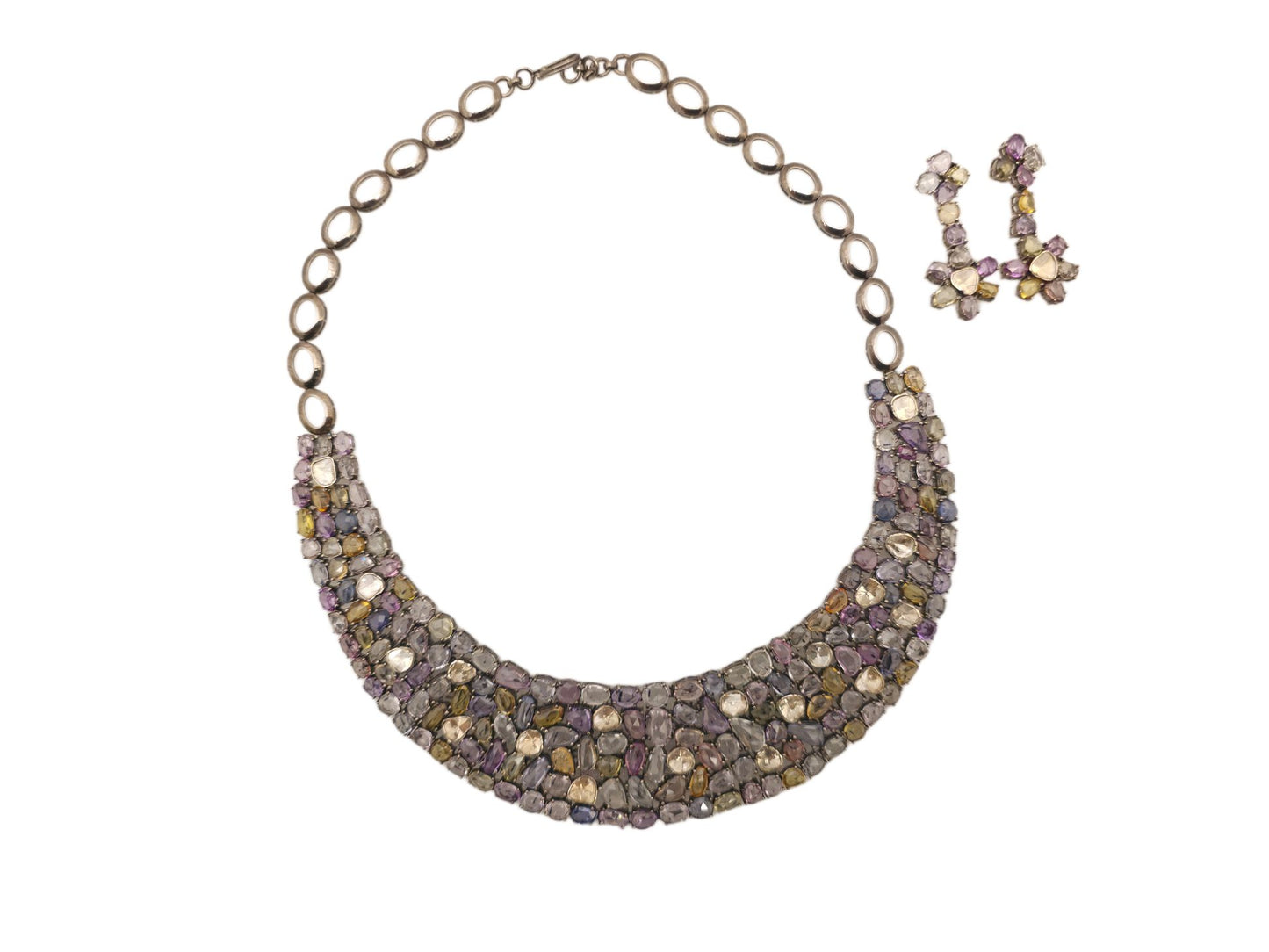 MULTI SAPPHIRE POLKI NECKLACE IN VICTORIAN