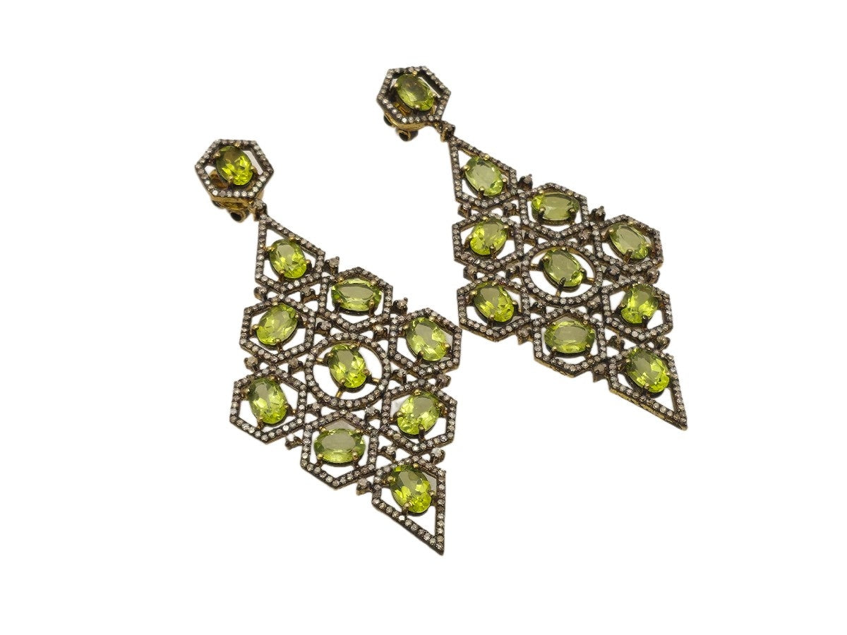 PERIDOT DIAMOND EARRING IN VICTORIAN